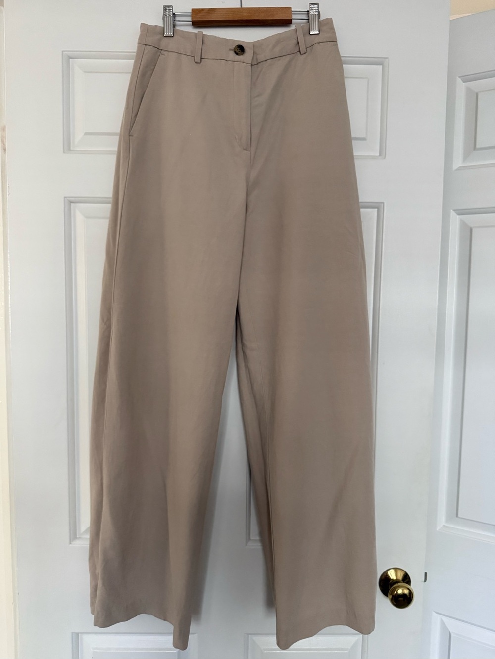 H&M Wide-Leg High-Waist Pants in Beige Taupe